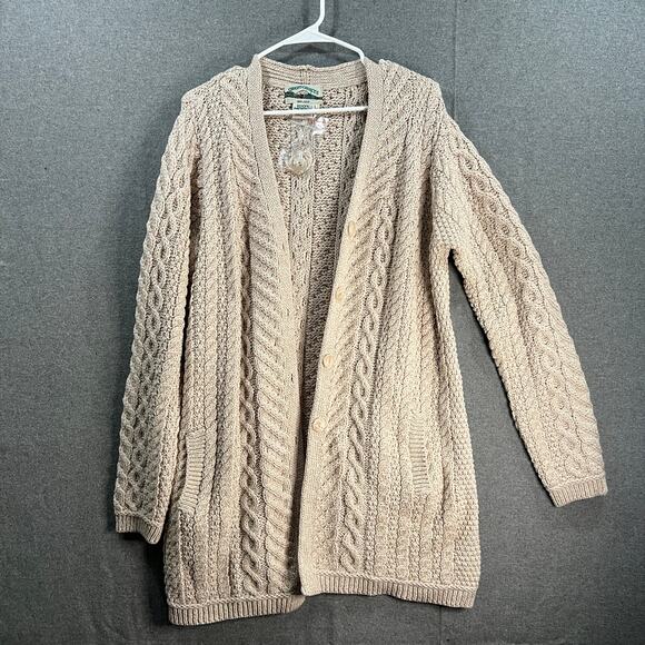 Aran Draft Merino Wool Button Front Sweater Cardigan Size Large Parsnip - Picture 12 of 12
